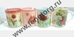 Кружка (стекло) 250мл, 4 деколи микс 744