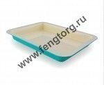 Противень 37,5*27*4,4см керам БИРЮЗОВАЯ 3338